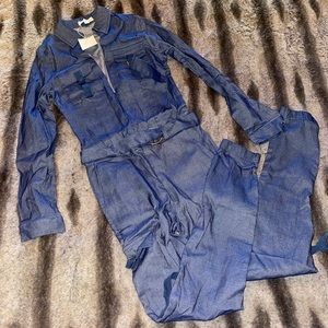 Denim Blue Long Sleeve Jumpsuit